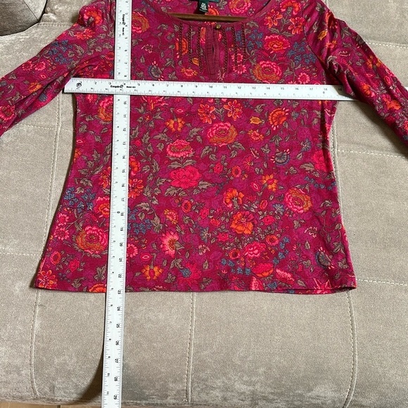 Lauren Ralph Lauren Floral 3/4 Sleeve Blouse in Red and Pink - Picture 5 of 9